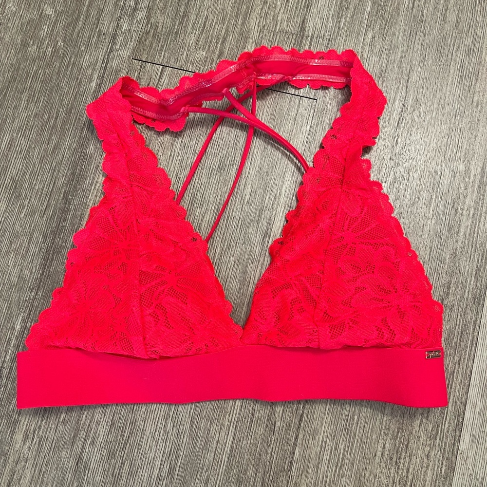VS PINK - Red Lace Bralette with removable padding and adjustable straps